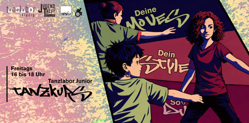 Comicbild von 3 jugendlichen Tänzer::innen