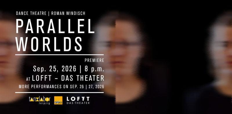 A blurred head is visible against a black background. The left and right halves of the face belong to different people. Each half of the heads is located at the edges of the image.